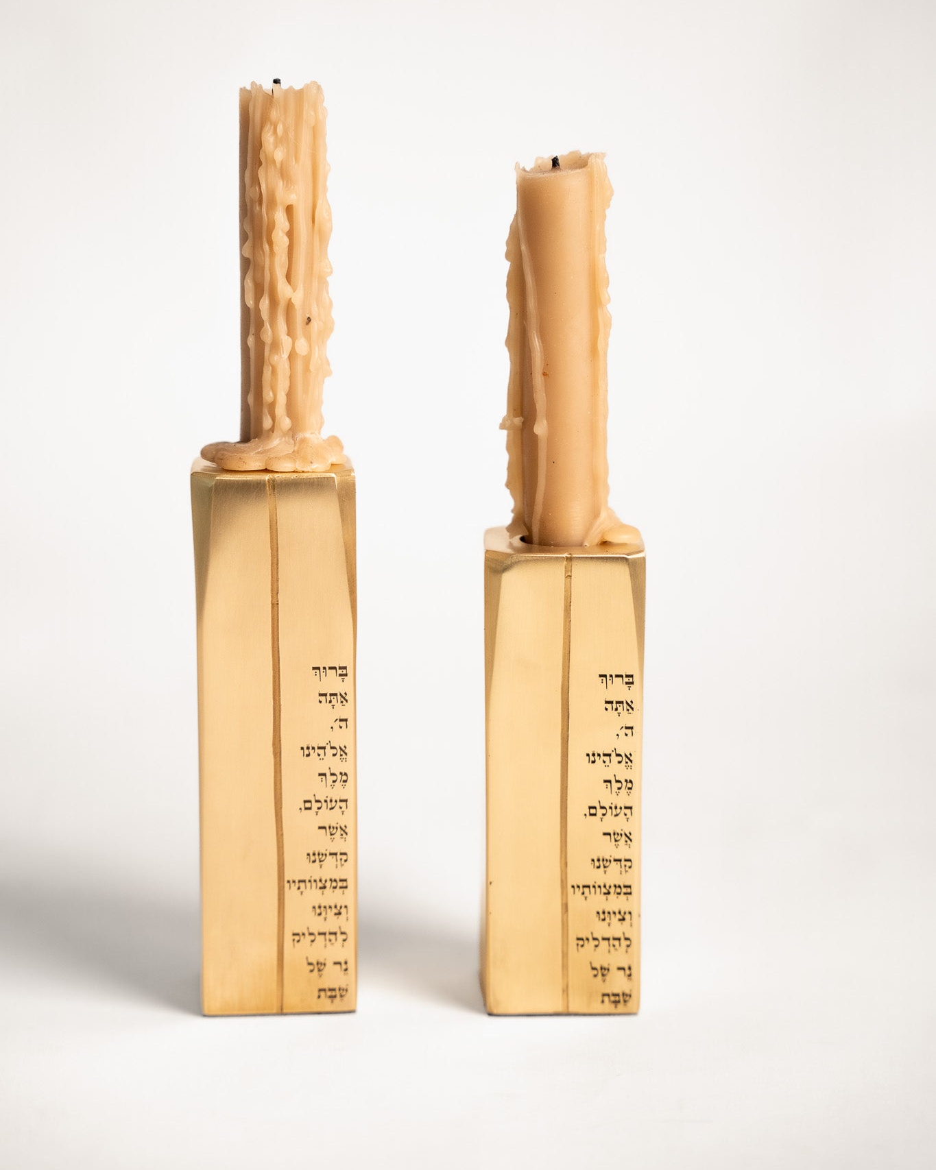 Pillar Brass Shabbat Candlesticks