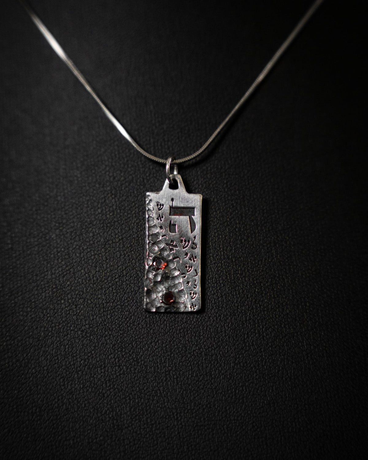 ISRAEL LETTERS RED | 925 Silver Pendant with Two Stones