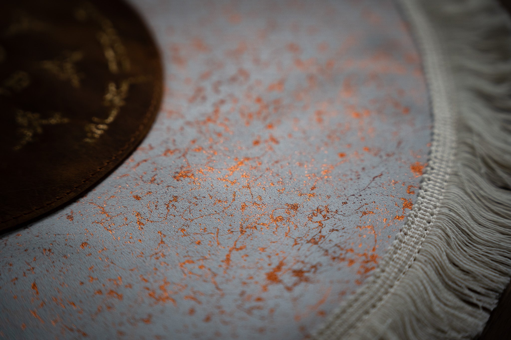 Leather Matzah Covers - Golden white