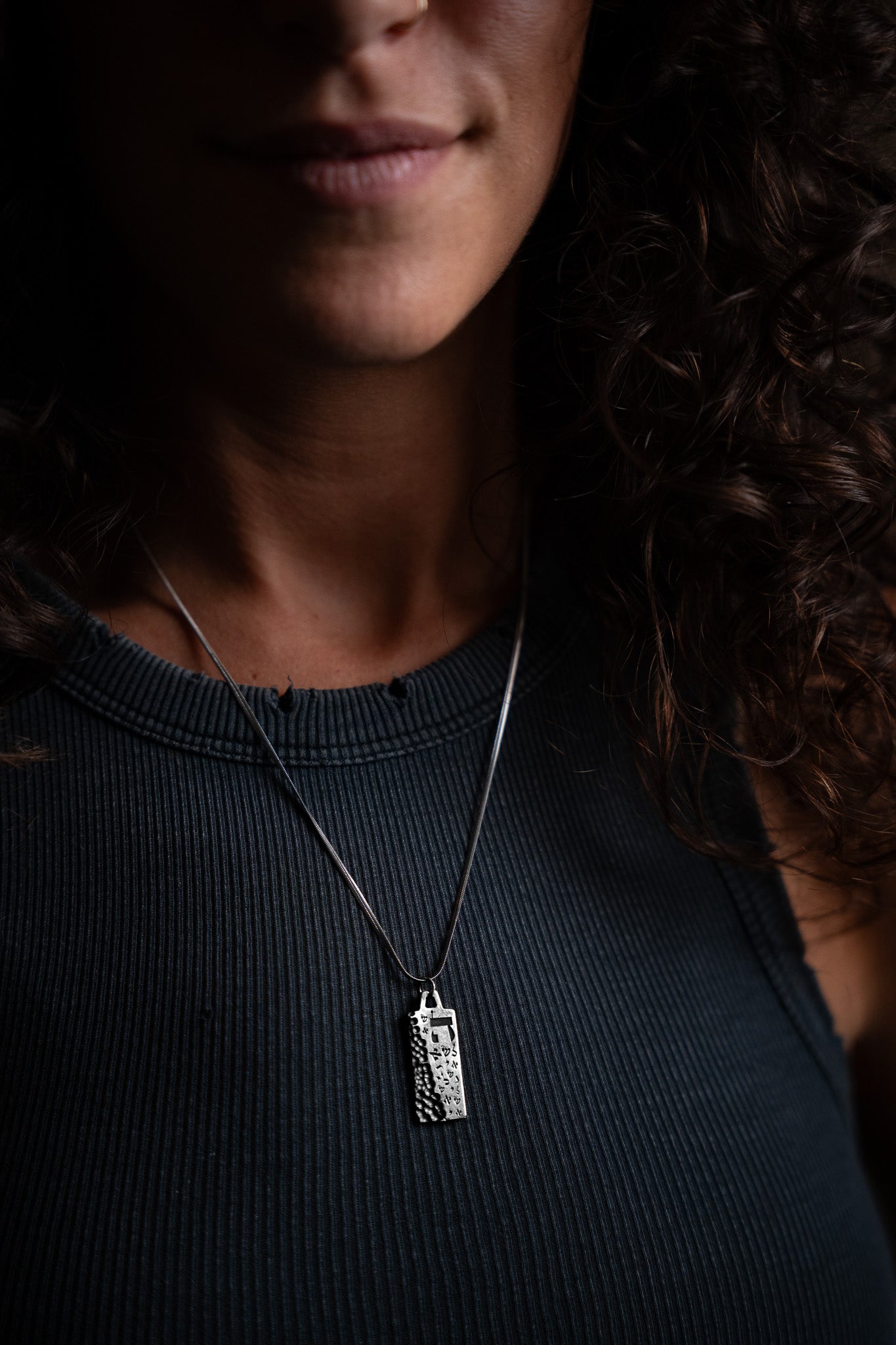 925 Silver Israel Letters Pendant – Women's