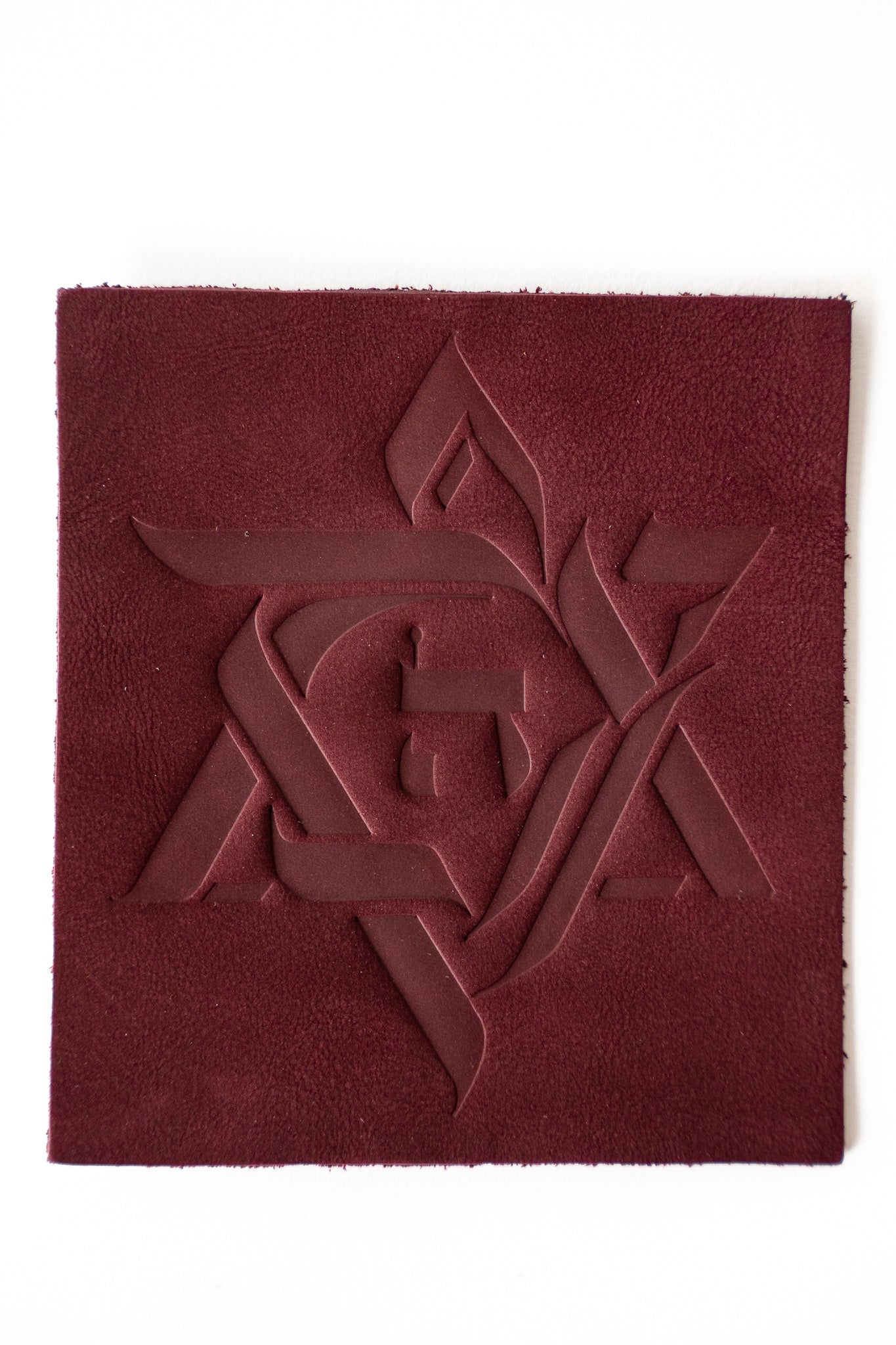 Italian Leather Tallit Atara with 4 Corners – Burgundy