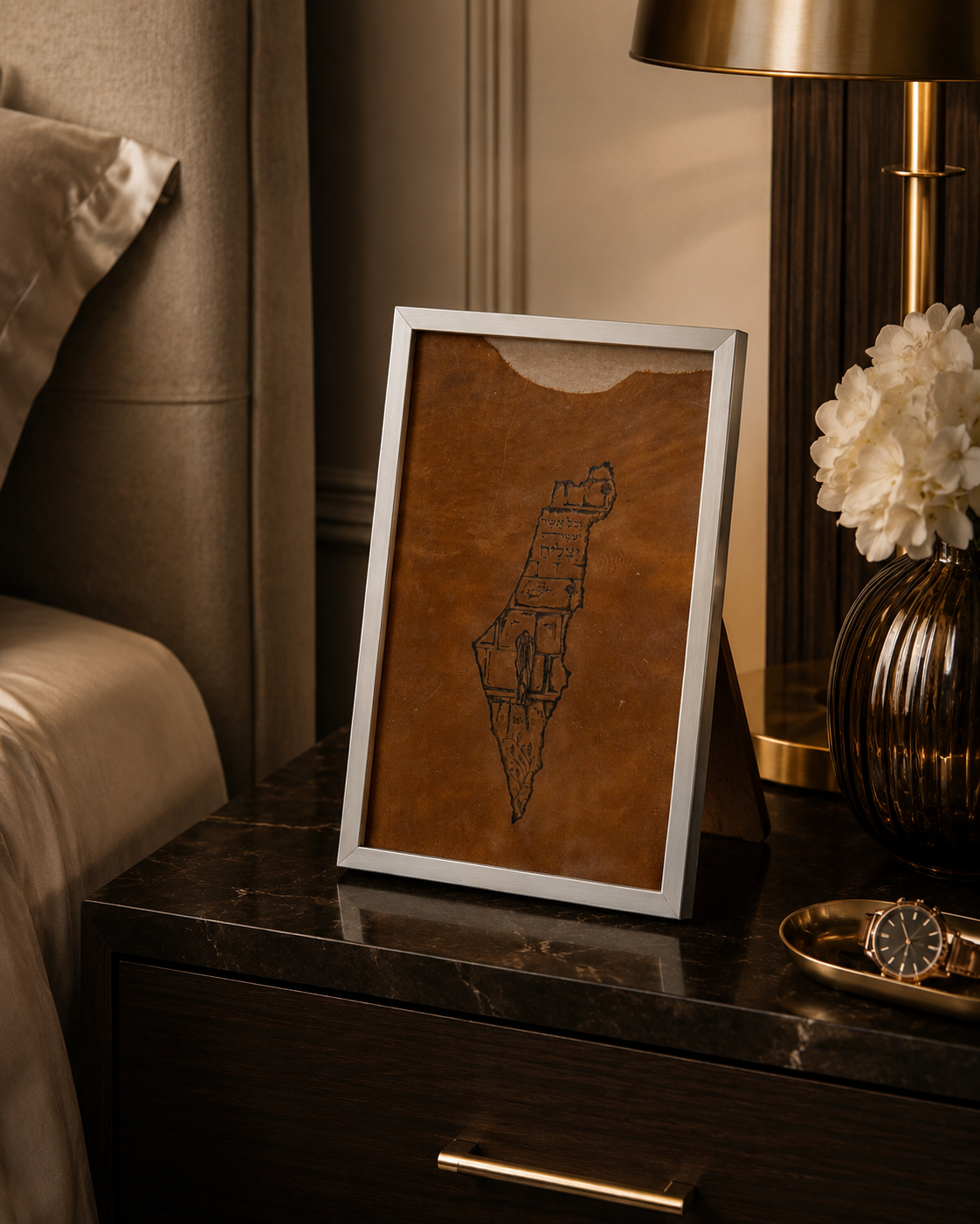 Leather Land of Israel & Kotel – Blessing of Success – Light Brown