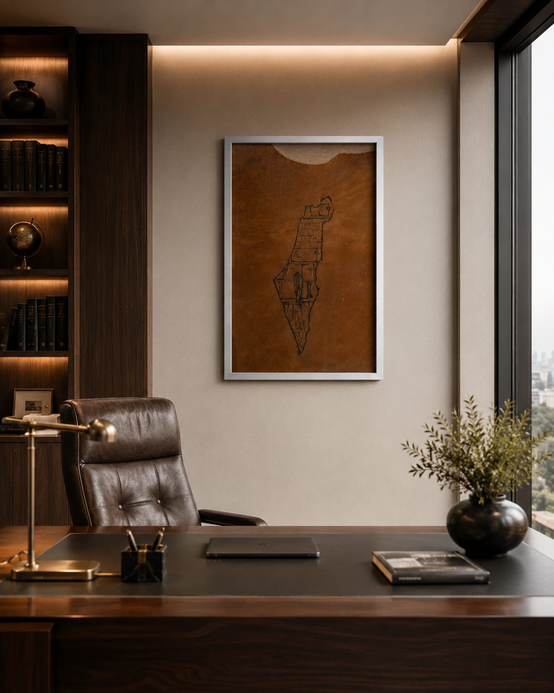 Leather Land of Israel & Kotel – Blessing of Success – Light Brown