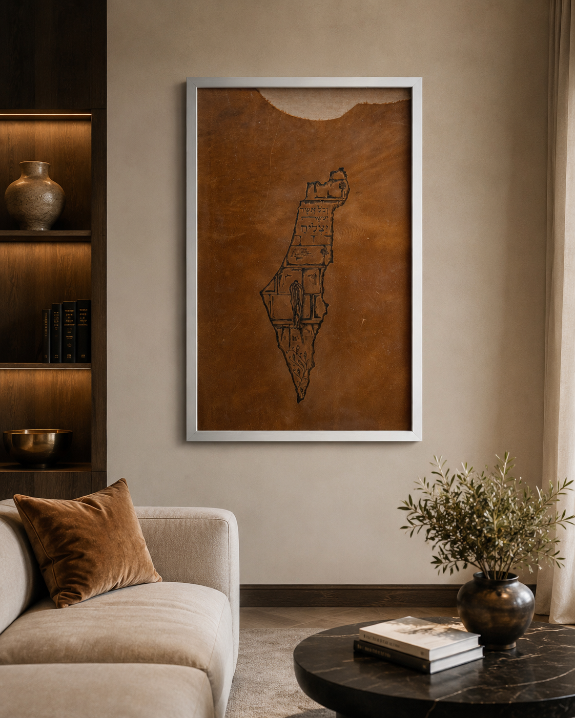 Leather Land of Israel & Kotel – Blessing of Success – Light Brown