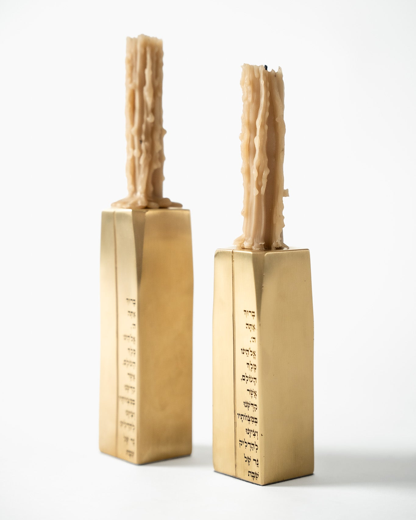Pillar Brass Shabbat Candlesticks