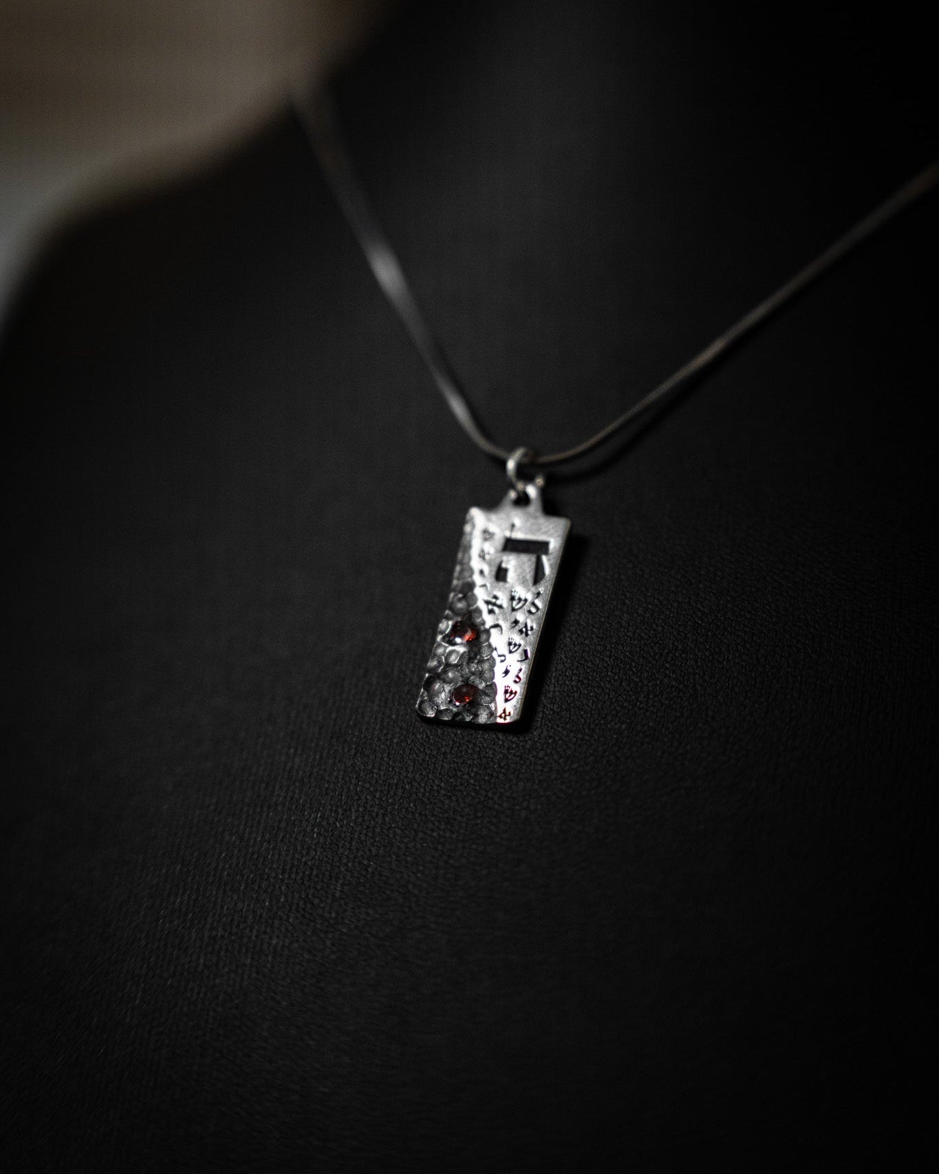 ISRAEL LETTERS RED | 925 Silver Pendant with Two Stones