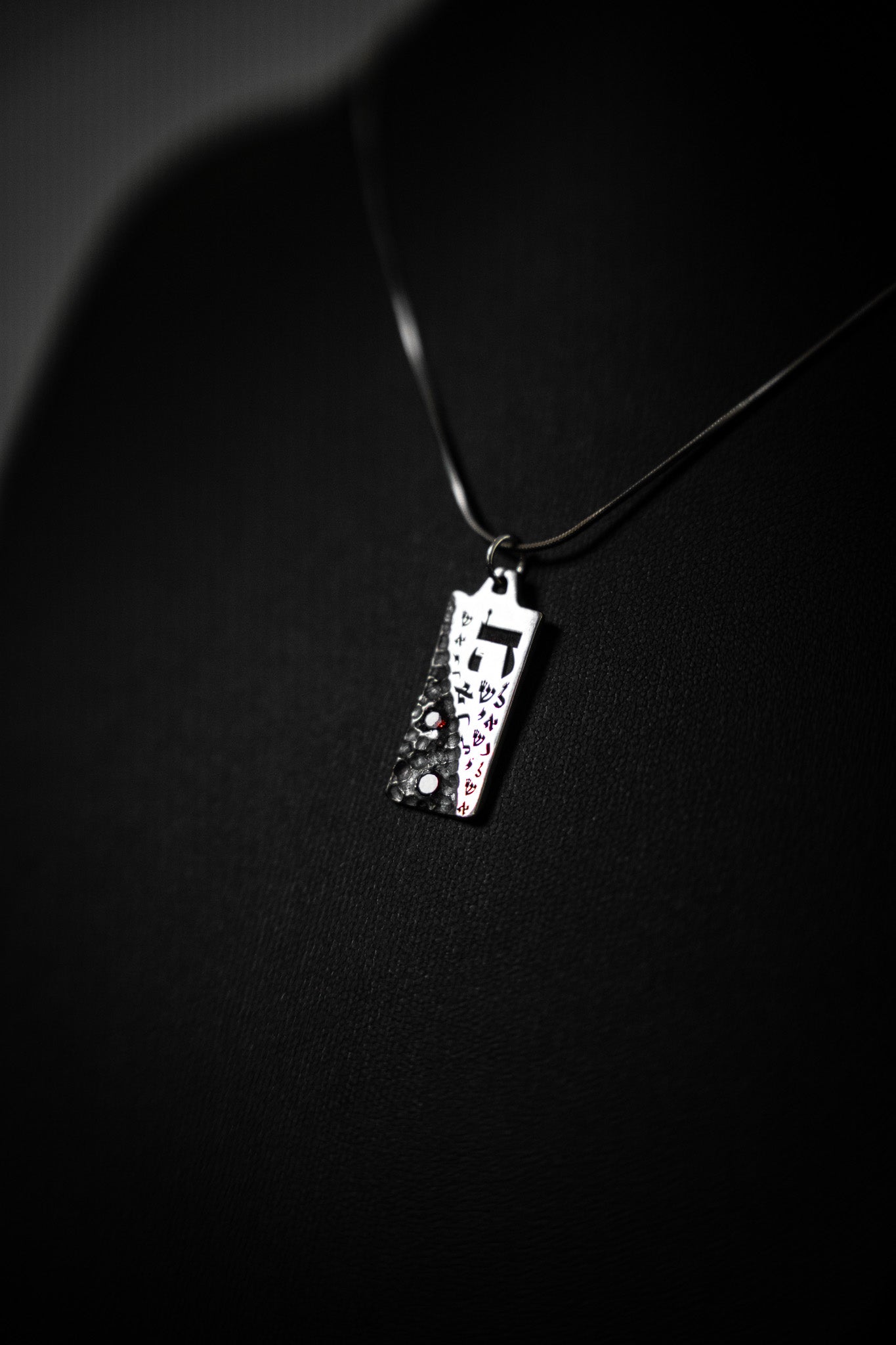ISRAEL LETTERS RED | 925 Silver Pendant with Two Stones