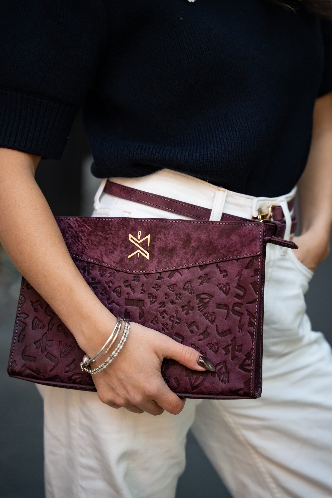 Ladies Leather Clutch – Israel Letters Burgundy