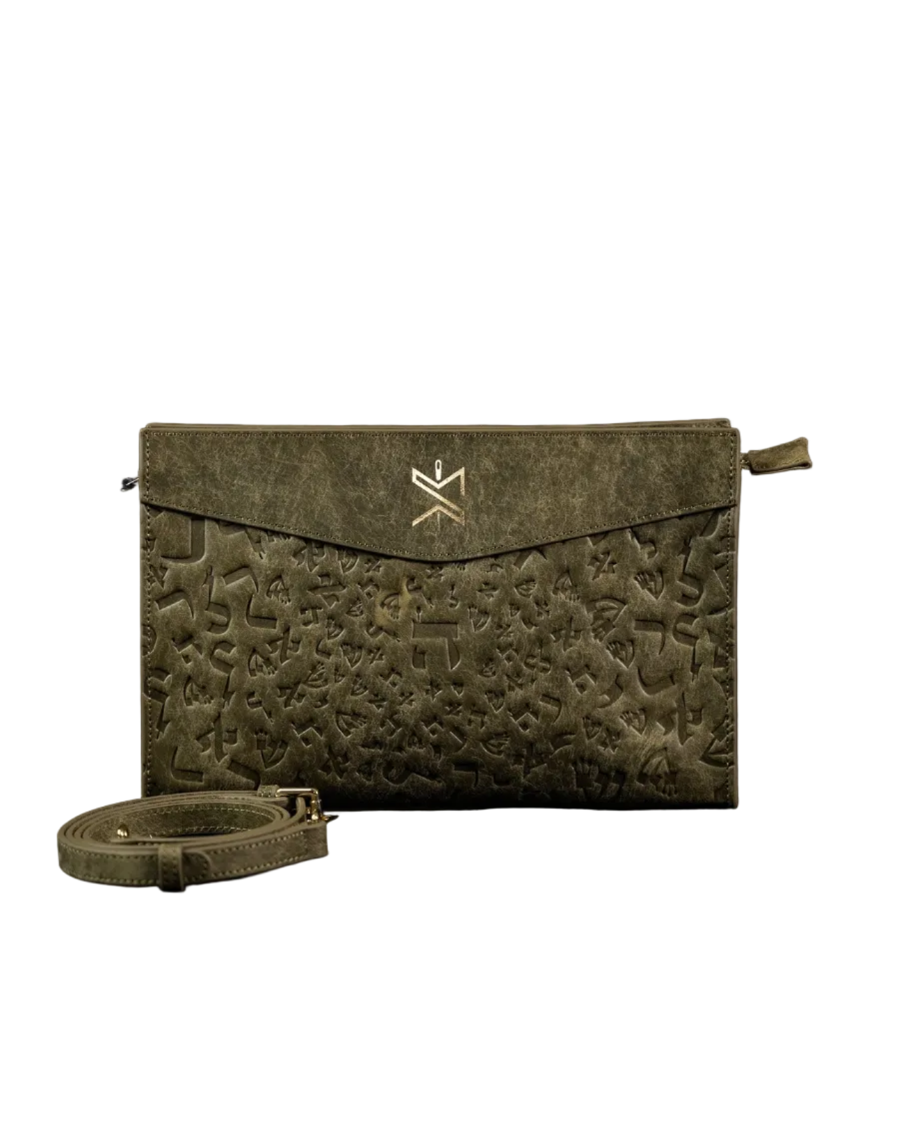 Ladies Leather Clutch – Israel Letters Green