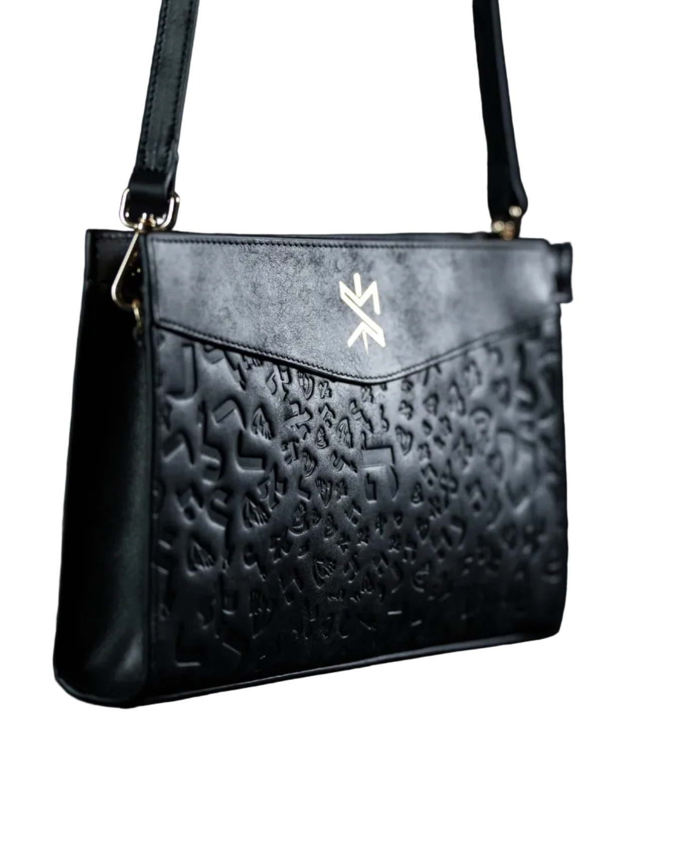 Ladies Leather Clutch – Israel Letters Black