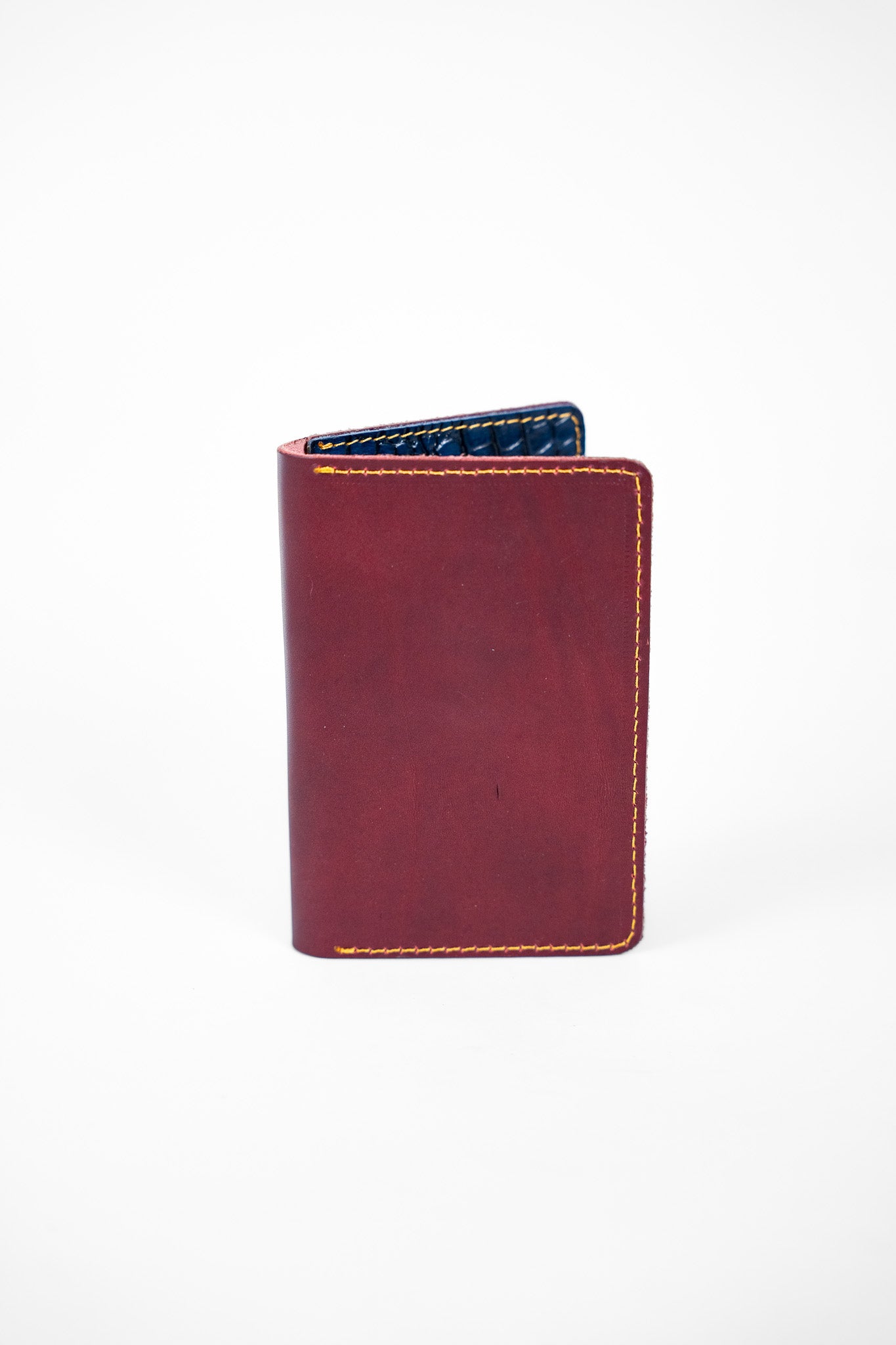 Leather Passport Case – Burgundy & Blue Croco