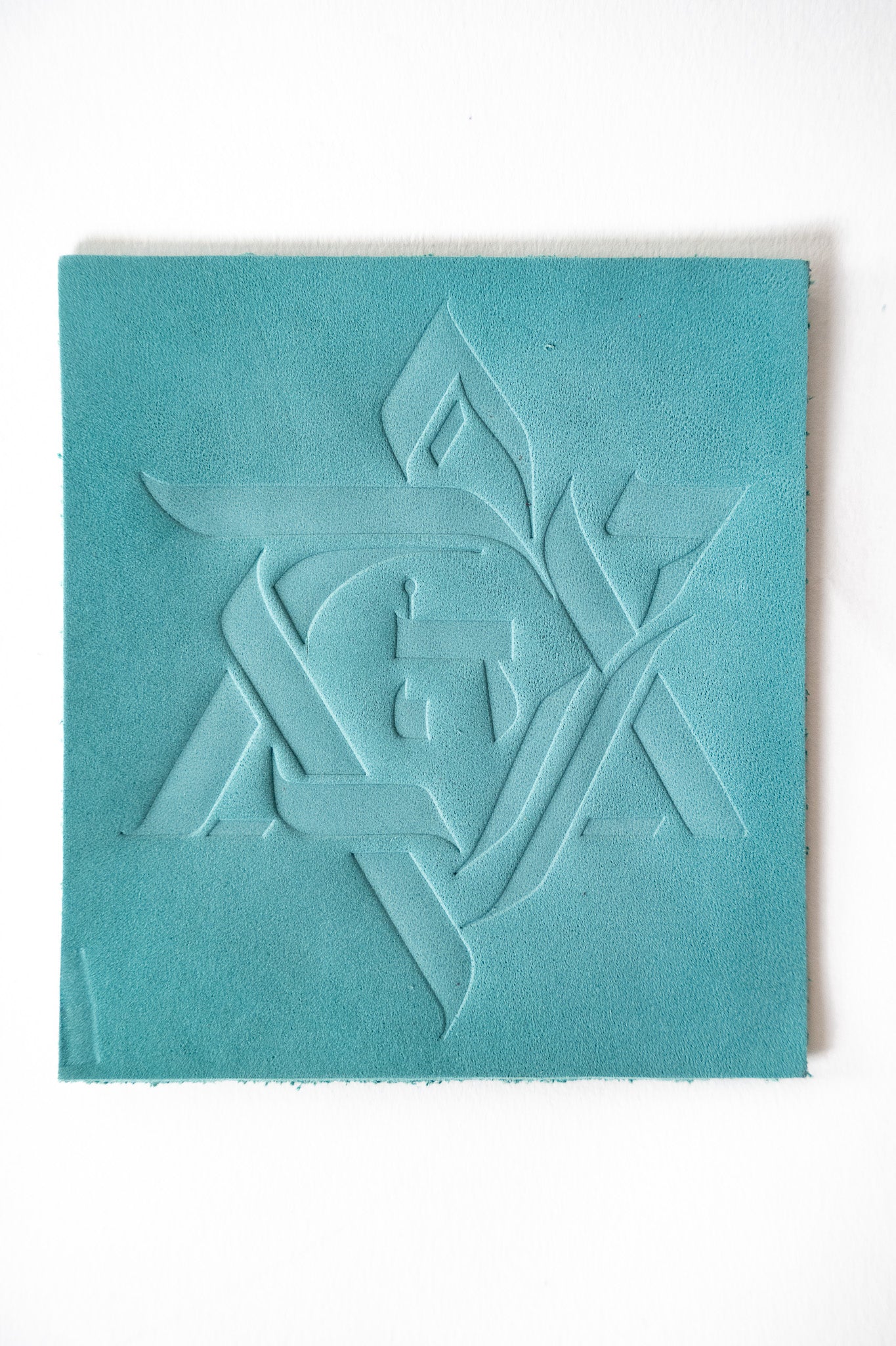 Italian Leather Tallit Atara with 4 Corners – Turquoise