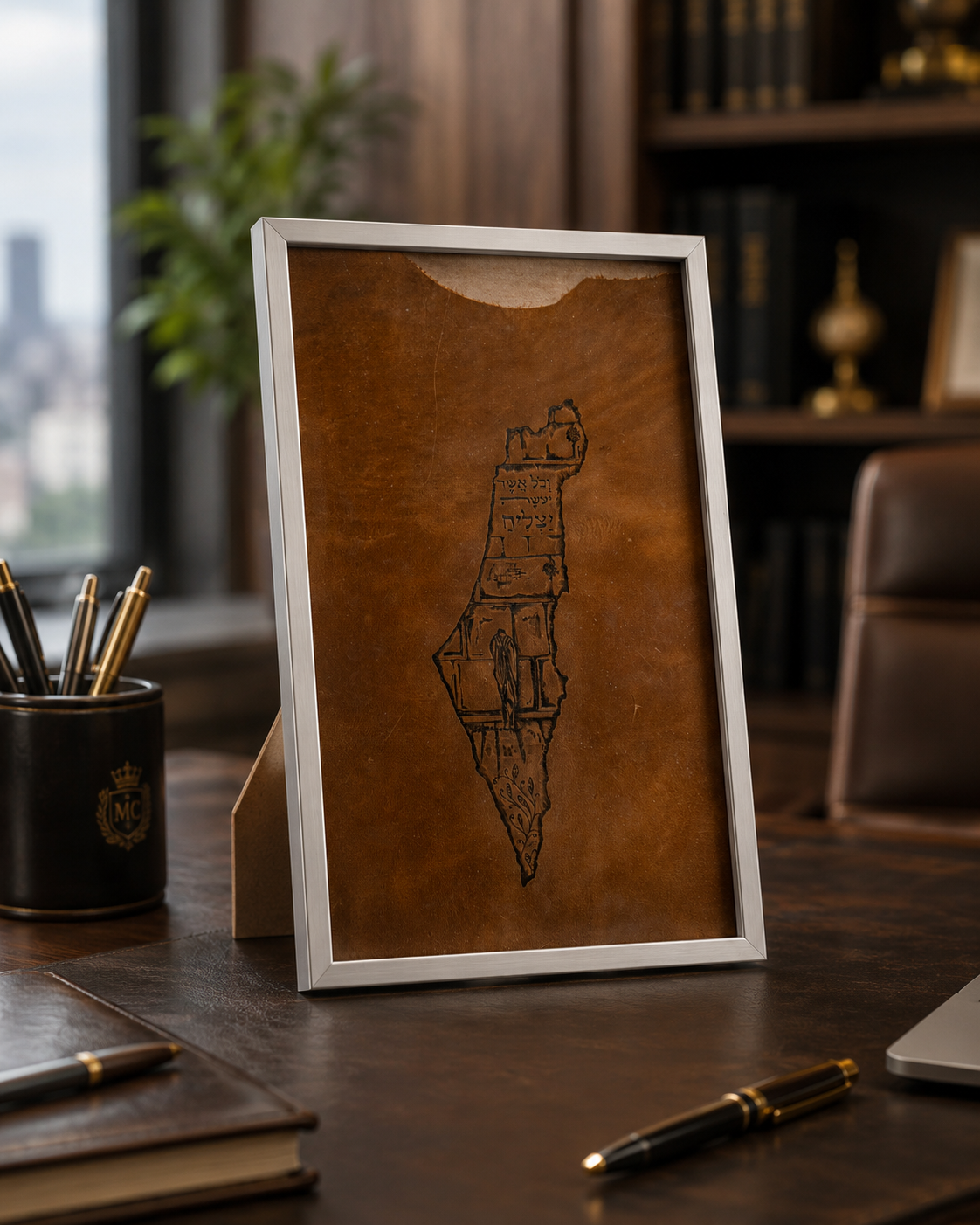 Leather Land of Israel & Kotel – Blessing of Success – Light Brown