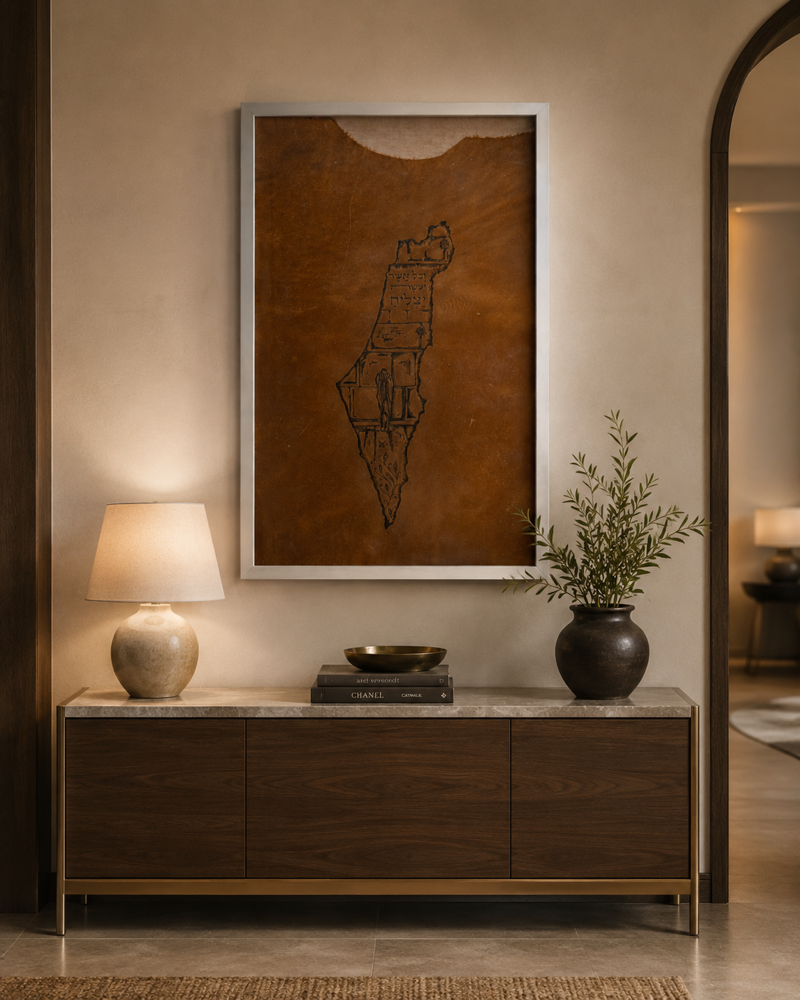 Leather Land of Israel & Kotel – Blessing of Success – Light Brown