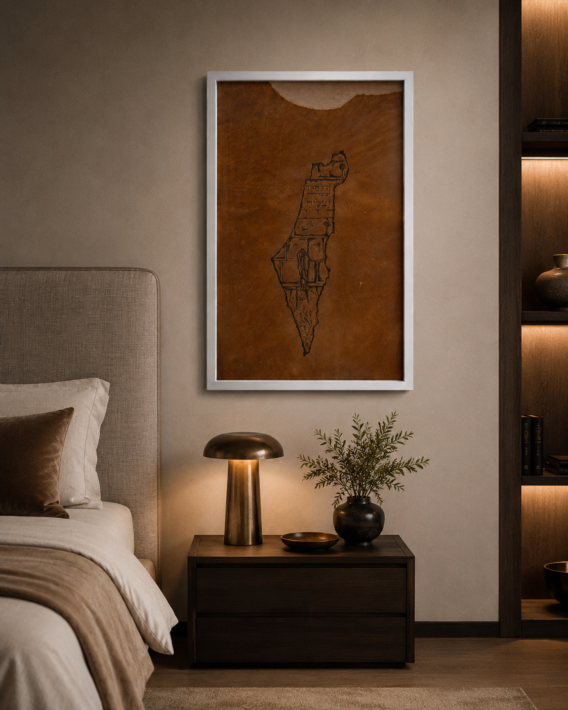 Leather Land of Israel & Kotel – Blessing of Success – Light Brown